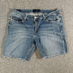Levis Shorts Womens 11 518 Superlow Blue Stretch Raw Hem Denim